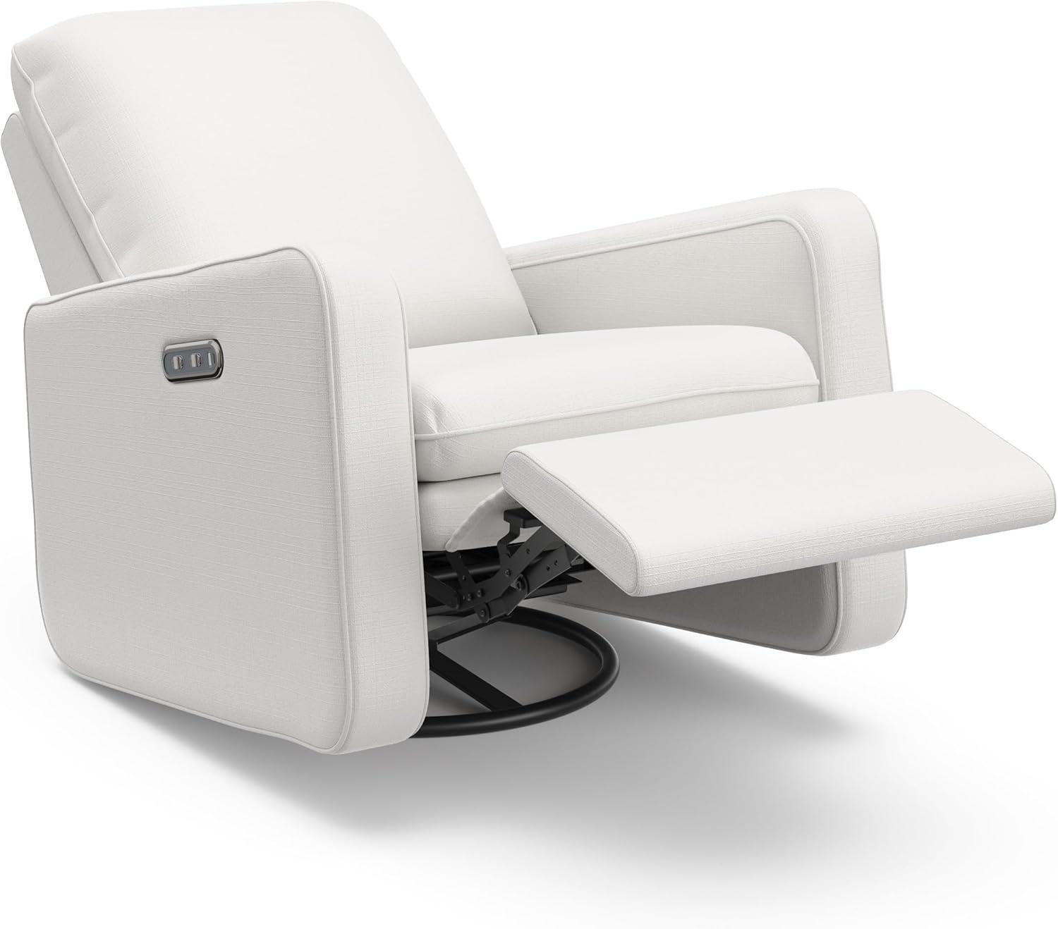 imageGraco Teddi Power Recliner Swivel Glider Dune Basketweave Electronic Power Recline USBA ampamp USBC Charger Premium Cushioning ampamp ComfortIvory Basketweave