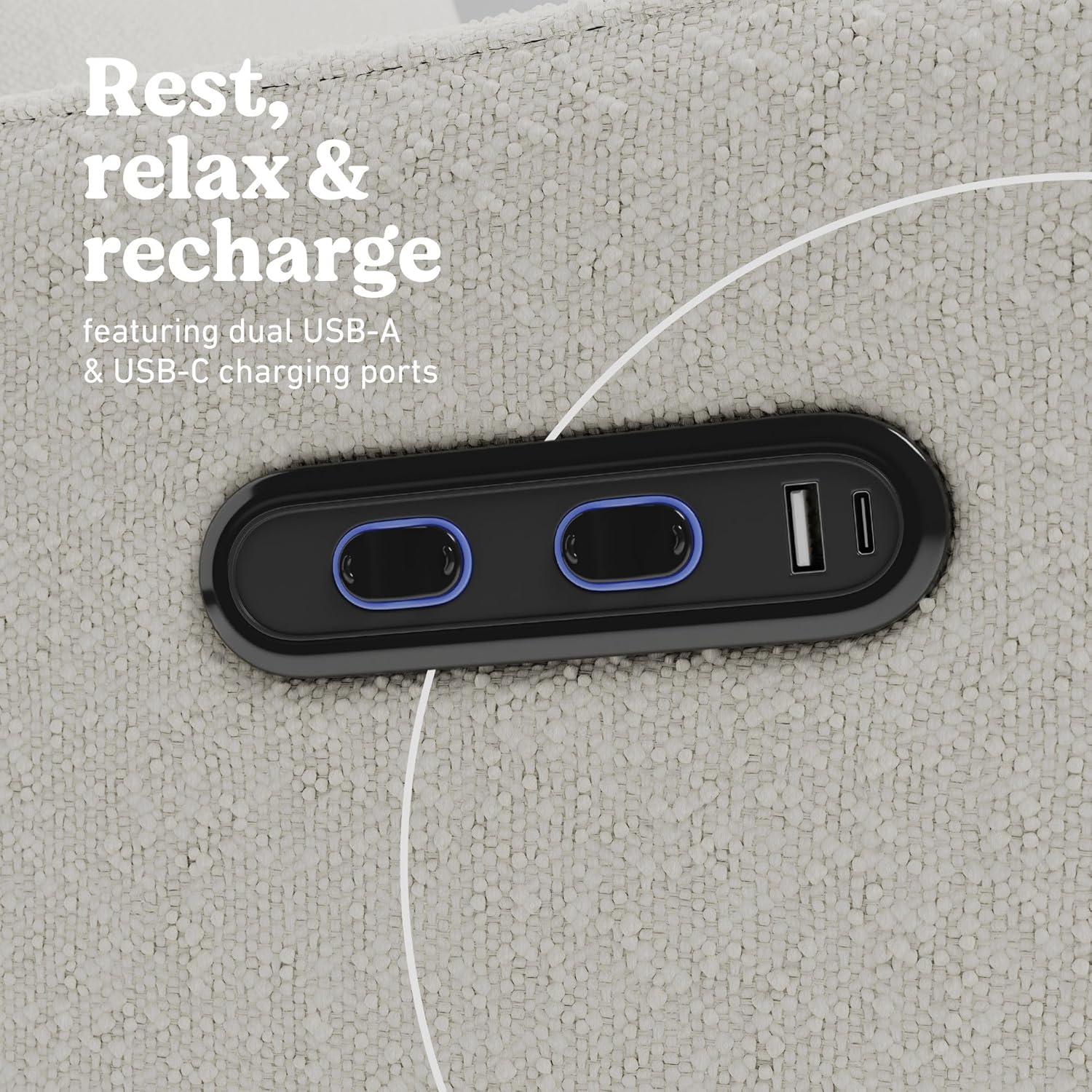 imageGraco Teddi Power Recliner Swivel Glider Dune Basketweave Electronic Power Recline USBA ampamp USBC Charger Premium Cushioning ampamp ComfortIvory Boucle