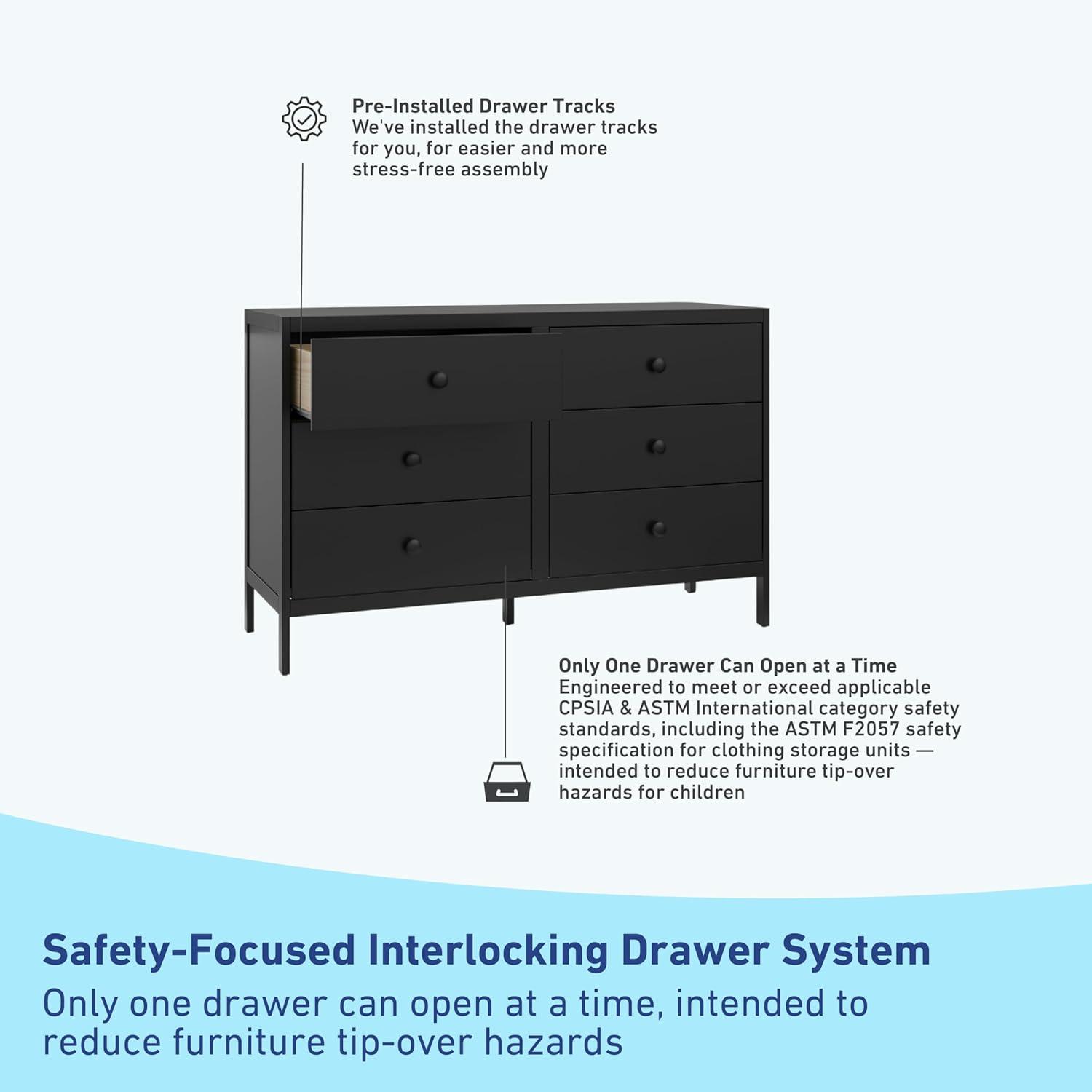 imageGraco Theo 6 Drawer Dresser White GREENGUARD Gold Certified Interlocking Drawer System Dresser Drawer Organizer for Nursery ampamp Kids BedroomBlack