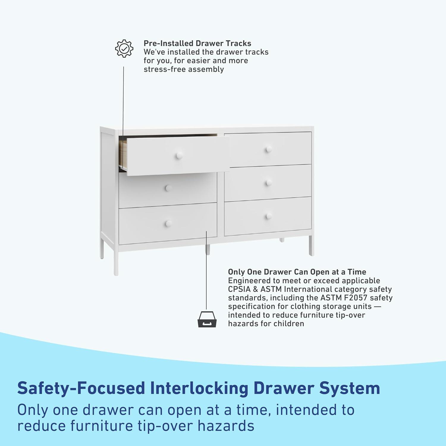 imageGraco Theo 6 Drawer Dresser White GREENGUARD Gold Certified Interlocking Drawer System Dresser Drawer Organizer for Nursery ampamp Kids BedroomWhite