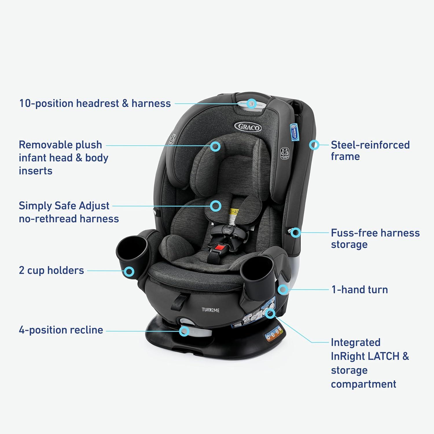 imageGraco Turn2Me 3in1 Car Seat with Rotating Feature Highback Booster for Newborn to Toddler up to 100lbs in Manchester
