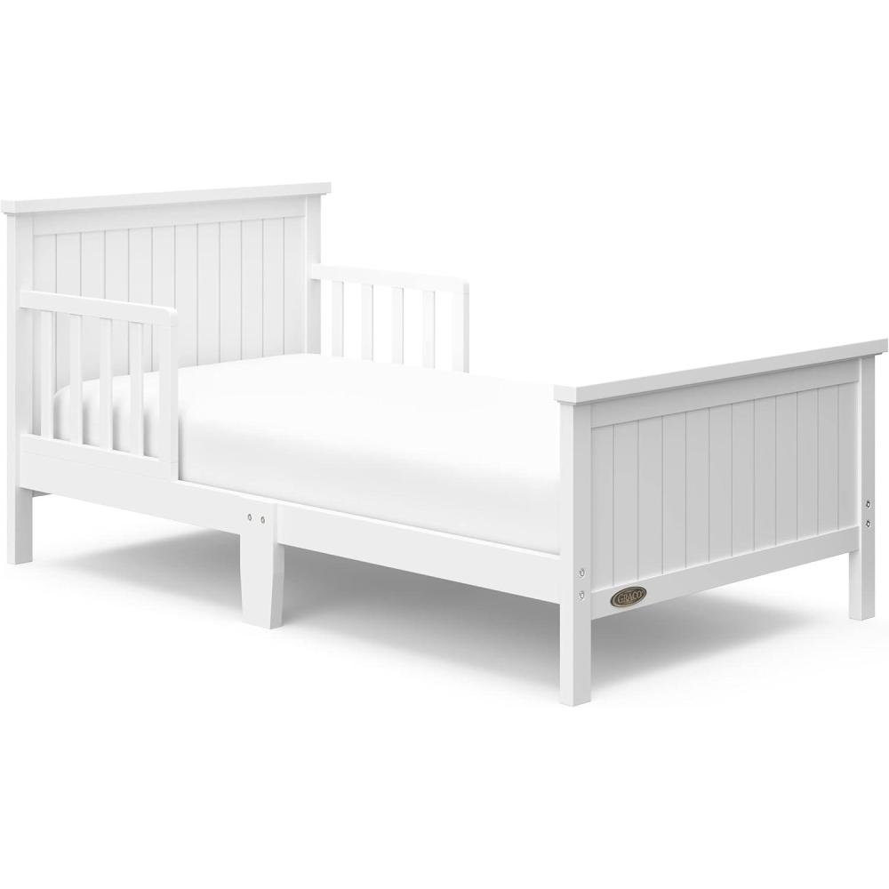 imageGraco Bailey Toddler Bed Pebble Gray GREENGUARD Gold Certified Fits Standard FullSize Crib ampamp Toddler Mattress Toddler Safety Guardrails Included Complete Design with Solid Headboard FootboardWhite
