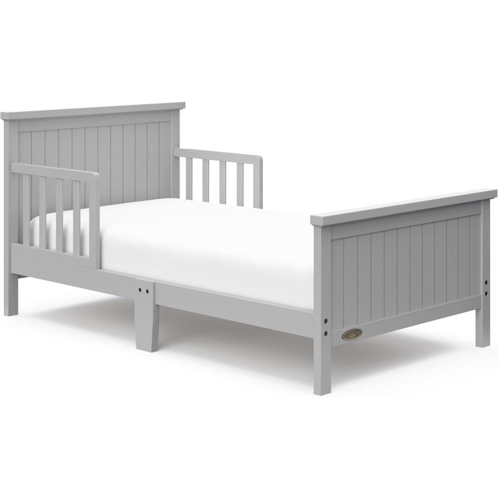 imageGraco Bailey Toddler Bed Pebble Gray GREENGUARD Gold Certified Fits Standard FullSize Crib ampamp Toddler Mattress Toddler Safety Guardrails Included Complete Design with Solid Headboard FootboardPebble Gray