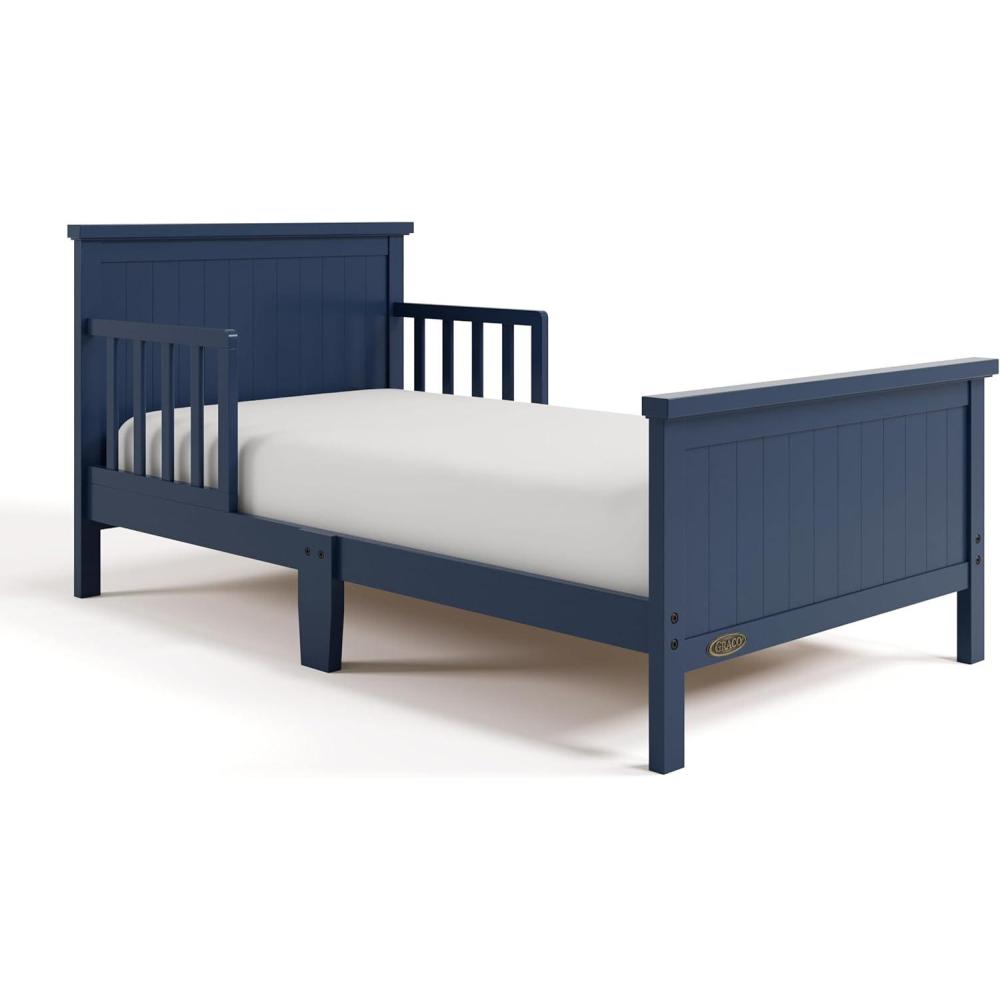 imageGraco Bailey Toddler Bed Pebble Gray GREENGUARD Gold Certified Fits Standard FullSize Crib ampamp Toddler Mattress Toddler Safety Guardrails Included Complete Design with Solid Headboard FootboardMidnight Blue