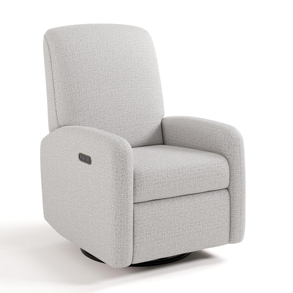 imageGraco Bellwood Power Recliner Swivel Glider Ivory Basketweave Electronic Power Recliner for Nursery Includes DualUSB Charging Port for USBA ampamp USBC Glider Rocking Chair with Full ReclineSteel