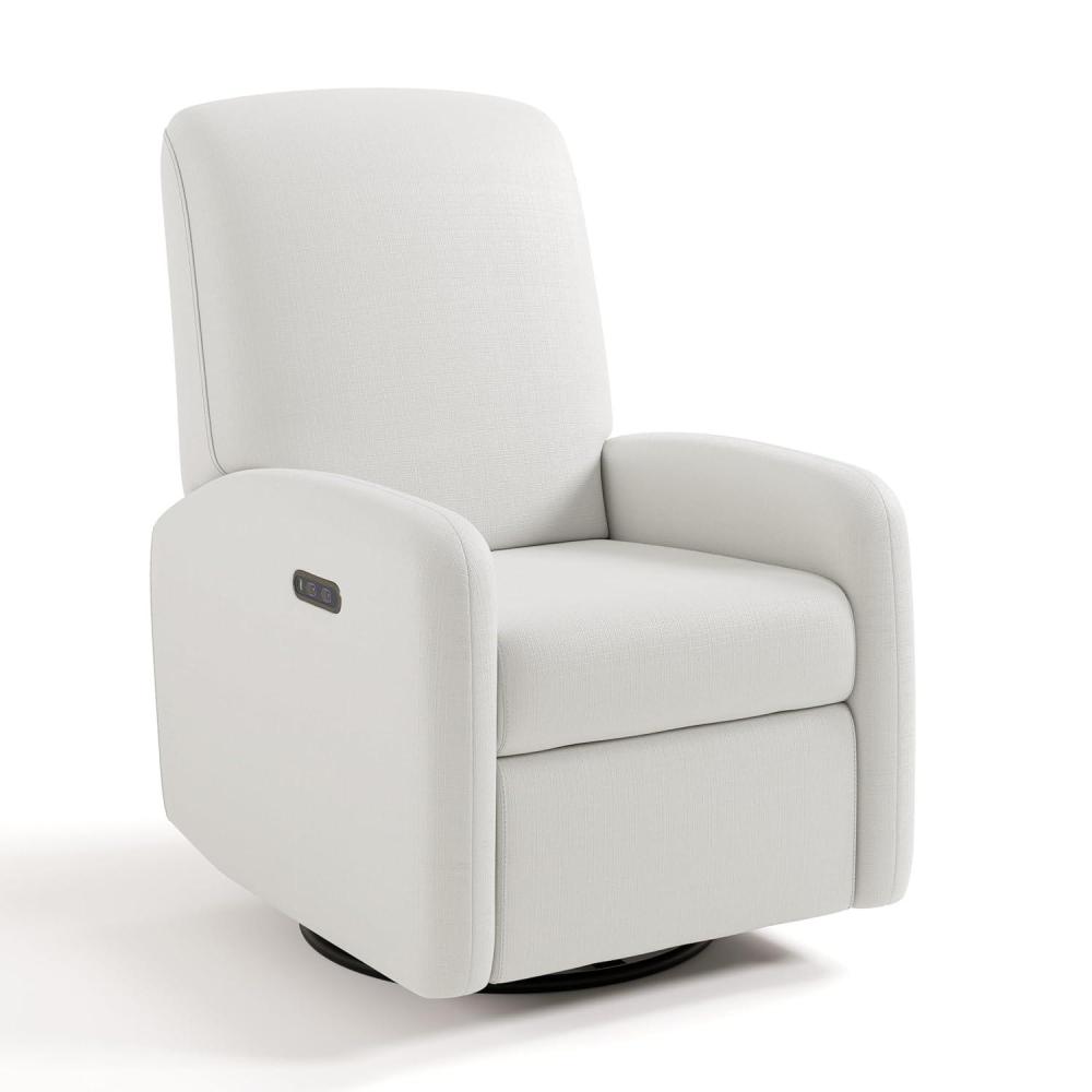 imageGraco Bellwood Power Recliner Swivel Glider Ivory Basketweave Electronic Power Recliner for Nursery Includes DualUSB Charging Port for USBA ampamp USBC Glider Rocking Chair with Full ReclineIvory