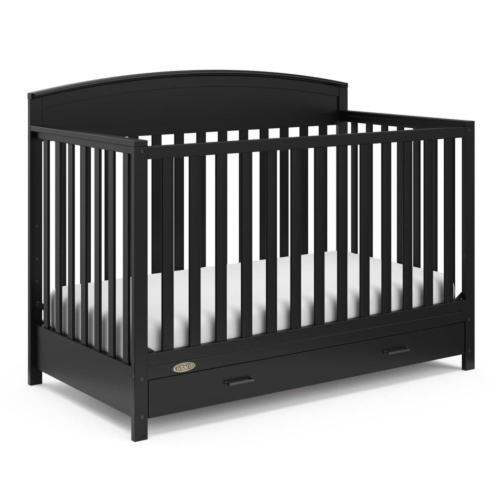 imageGraco Benton 5in1 Convertible Crib Pebble Gray GREENGUARD Gold Certified Converts from Baby Crib to Toddler Bed Daybed and FullSize Bed Fits Standard FullSize Crib MattressBlack