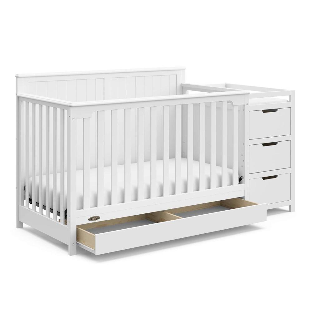 imageGraco Hadley 5in1 Convertible Crib ampamp Changer Espresso GREENGUARD Gold Certified Fits Standard Crib Mattress Converts to Toddler Bed and Full Bed 4 Adjustable Mattress HeightsWhite