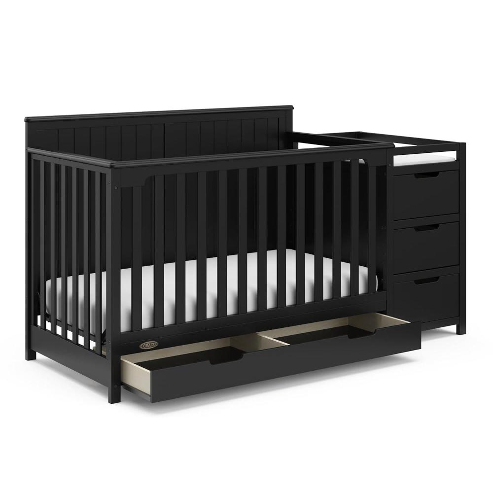 imageGraco Hadley 5in1 Convertible Crib ampamp Changer Espresso GREENGUARD Gold Certified Fits Standard Crib Mattress Converts to Toddler Bed and Full Bed 4 Adjustable Mattress HeightsBlack