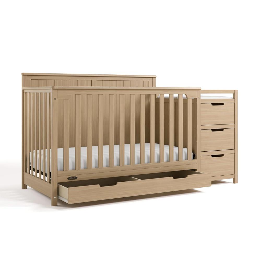 imageGraco Hadley 5in1 Convertible Crib ampamp Changer Espresso GREENGUARD Gold Certified Fits Standard Crib Mattress Converts to Toddler Bed and Full Bed 4 Adjustable Mattress HeightsDriftwood