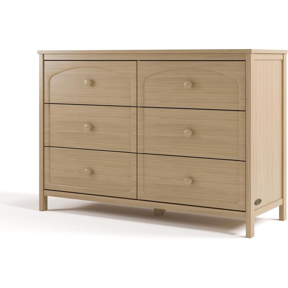 imageGraco Olivia 6 Drawer Double Dresser Driftwood GREENGUARD Gold Certified Storage for Baby and Kids Bedroom Interlocking Drawer System AntiTip Kit IncludedDriftwood