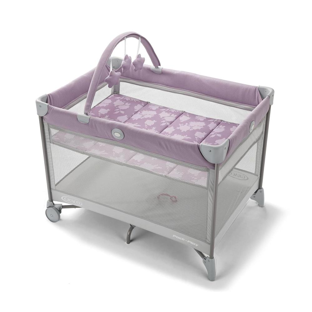 imageGraco On The Go Zip DLX Pack n Play Playard Folding Playpen with Bassinet Portable Crib ParkerLilac Mod