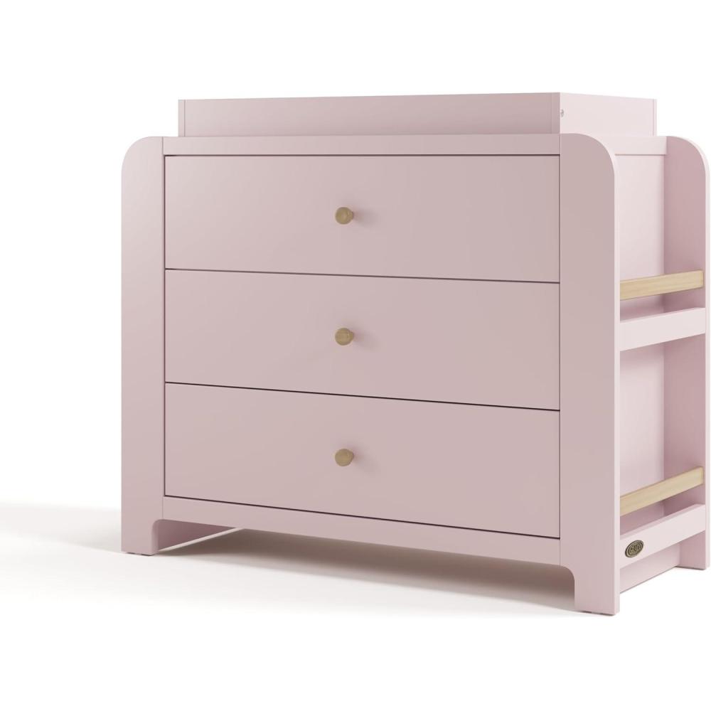 imageGraco ReadwithMe 3 Drawer Chest with Bookshelves and Removable Changing Topper White with Driftwood  GREENGUARD Gold Certified Nursery ampamp Kids Bedroom Wood Chest with Spacious StorageBlush With Driftwood