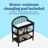 Graco Olivia Changing Table with Water-Resistant Changing Pad (Driftwood) – GREENGUARD Gold Certified, Includes Bonus Water-Resistant Changing Pad with Safety Strap, 2 Open Shelves, Stylish Design(Black)