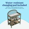 Graco Olivia Changing Table with Water-Resistant Changing Pad (Driftwood) – GREENGUARD Gold Certified, Includes Bonus Water-Resistant Changing Pad with Safety Strap, 2 Open Shelves, Stylish Design(Olive)