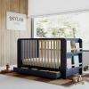 Graco Read-with-Me 4-in-1 Convertible Crib with Drawer (Olive with Driftwood) – GREENGUARD Gold Certified Converts to Toddler Bed, Daybed, and Functional Bookshelves(Midnight Blue With Driftwood)