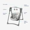 Graco Slim Spaces Compact Baby Swing, Space Saving Portable Bay Swing with Height Adjustable Legs & Soft Toys, Reign