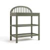 Graco Olivia Changing Table with Water-Resistant Changing Pad (Driftwood) – GREENGUARD Gold Certified, Includes Bonus Water-Resistant Changing Pad with Safety Strap, 2 Open Shelves, Stylish Design(Olive)