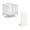 Graco Stella 4-in-1 Convertible Mini Crib with Bonus Mattress (Pebble Gray) – Includes Bonus 2.75 Inch Thick Mattress with Water-Resistant Cover, Converts to Twin Bed, Ideal Crib for Small Spaces(White)