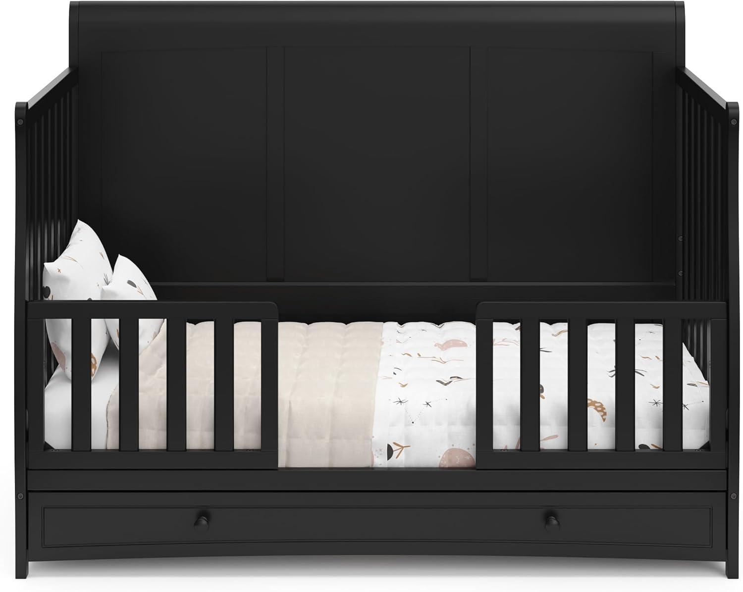 imageGraco Asheville 5in1 Convertible Crib with Drawer White GREENGUARD Gold Certified Crib with Drawer Combo FullSize Nursery Storage Drawer Converts to Toddler Bed Daybed and FullSize BedBlack