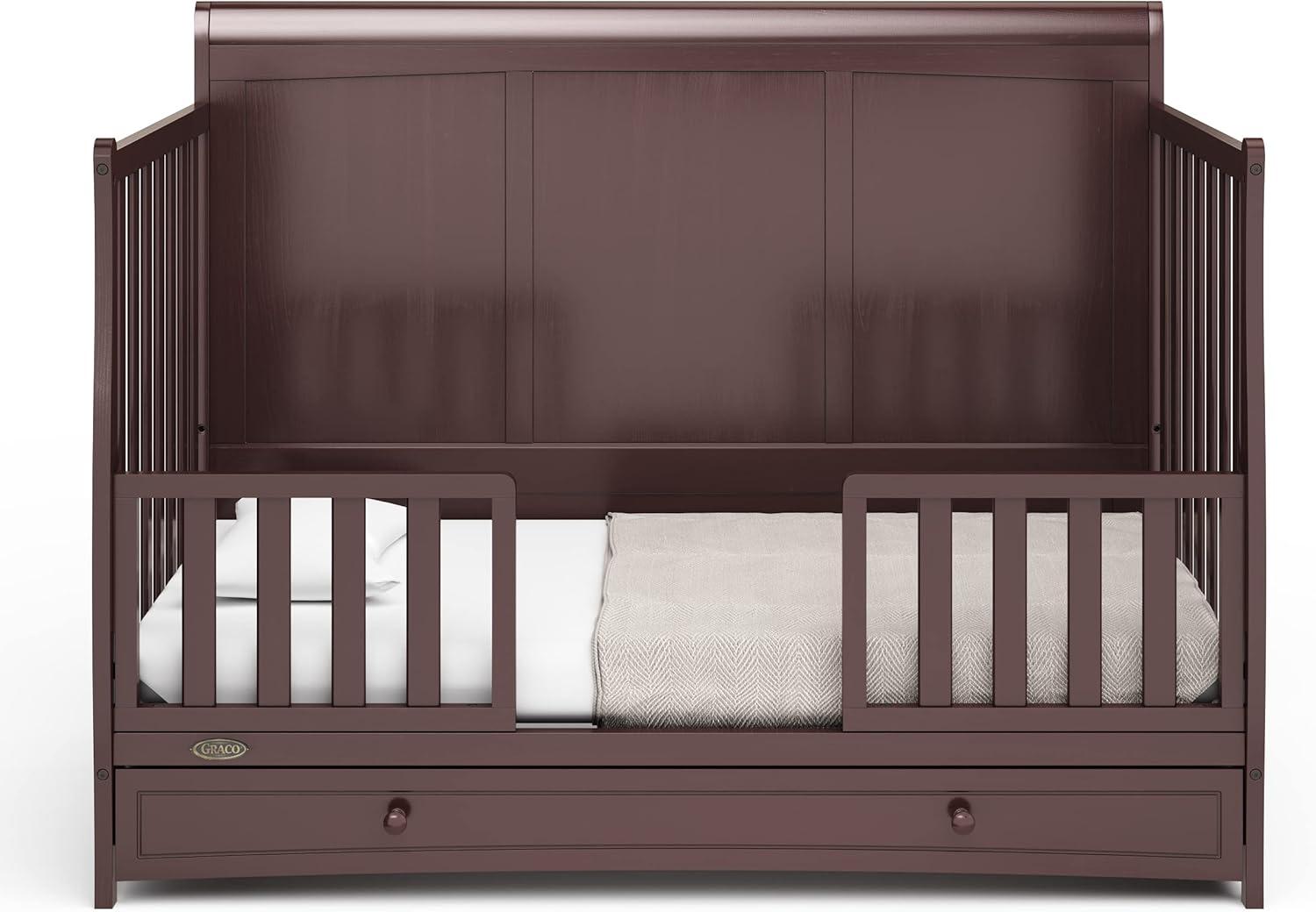 imageGraco Asheville 5in1 Convertible Crib with Drawer White GREENGUARD Gold Certified Crib with Drawer Combo FullSize Nursery Storage Drawer Converts to Toddler Bed Daybed and FullSize BedEspresso