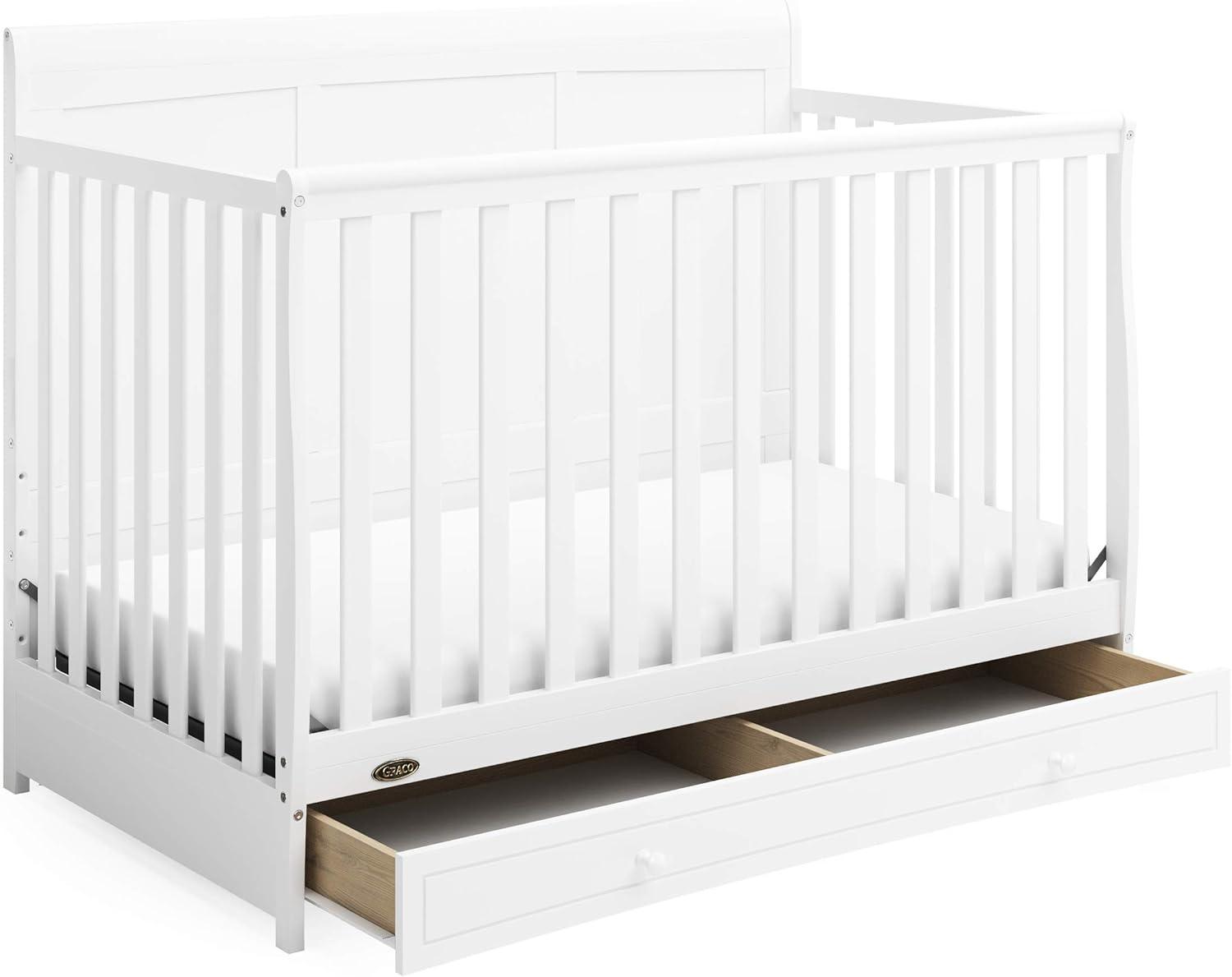 imageGraco Asheville 5in1 Convertible Crib with Drawer White GREENGUARD Gold Certified Crib with Drawer Combo FullSize Nursery Storage Drawer Converts to Toddler Bed Daybed and FullSize BedWhite
