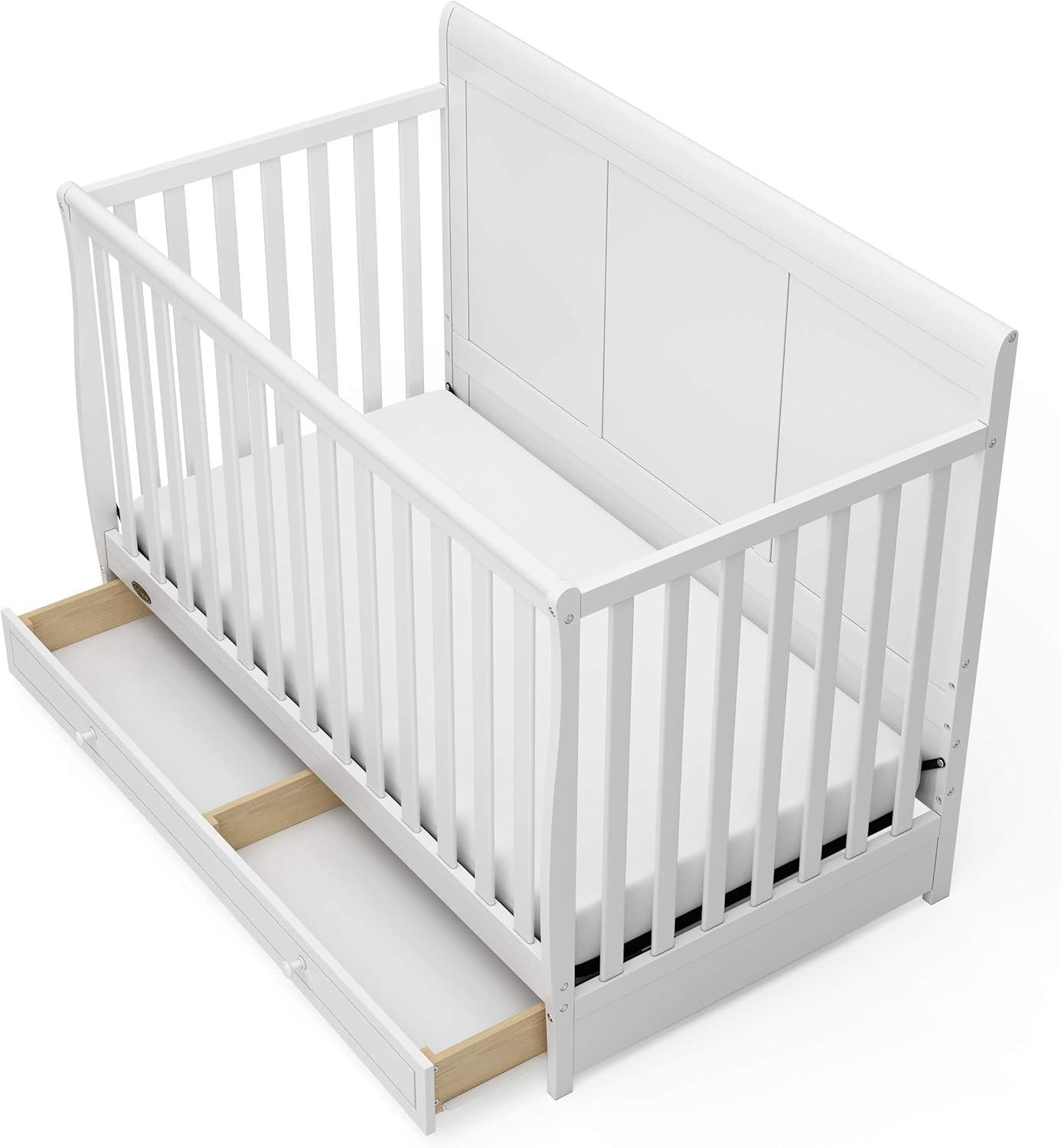imageGraco Asheville 5in1 Convertible Crib with Drawer White GREENGUARD Gold Certified Crib with Drawer Combo FullSize Nursery Storage Drawer Converts to Toddler Bed Daybed and FullSize BedWhite