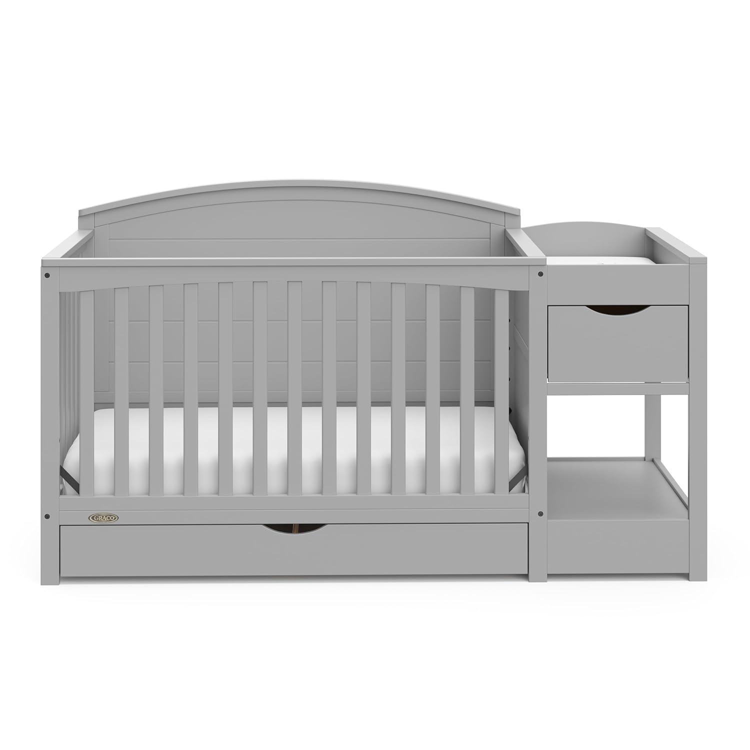 imageGraco Bellwood 5in1 Convertible Crib ampamp Changer with Drawer White GREENGUARD Gold Certified FullSize Storage Drawer Converts to Toddler Bed and FullSize BedPebble Gray