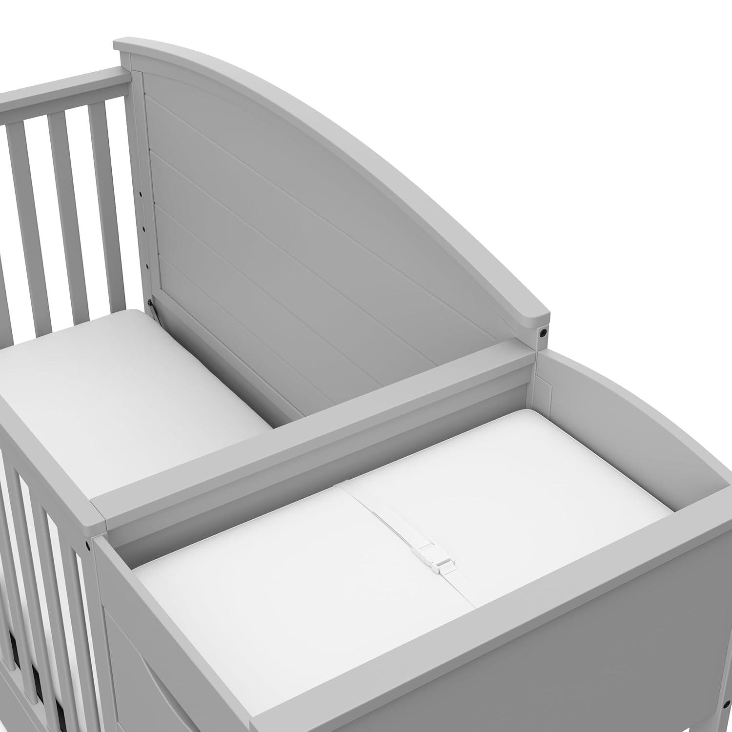 imageGraco Bellwood 5in1 Convertible Crib ampamp Changer with Drawer White GREENGUARD Gold Certified FullSize Storage Drawer Converts to Toddler Bed and FullSize BedPebble Gray