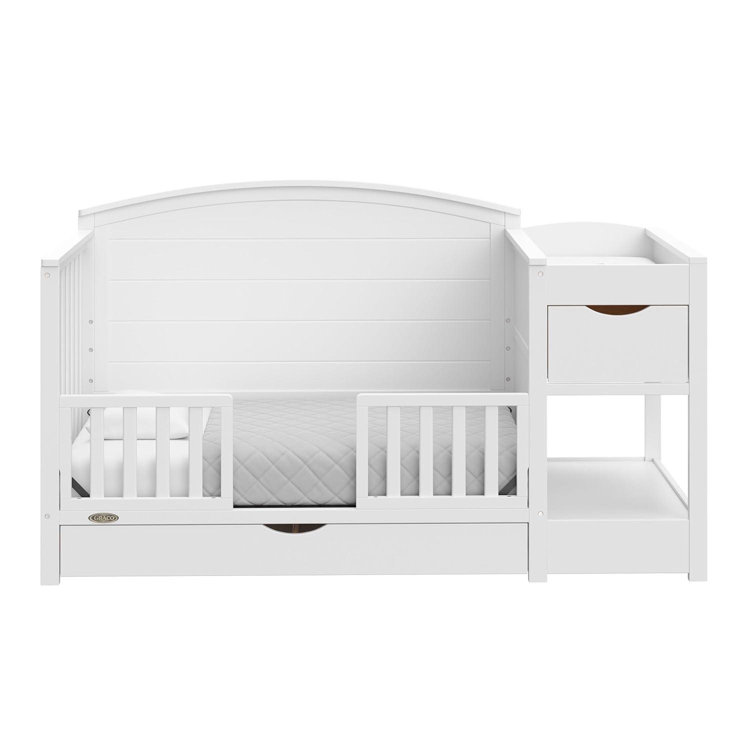 imageGraco Bellwood 5in1 Convertible Crib ampamp Changer with Drawer White GREENGUARD Gold Certified FullSize Storage Drawer Converts to Toddler Bed and FullSize BedWhite