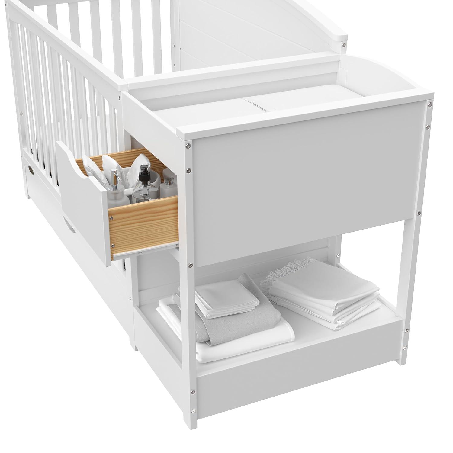 imageGraco Bellwood 5in1 Convertible Crib ampamp Changer with Drawer White GREENGUARD Gold Certified FullSize Storage Drawer Converts to Toddler Bed and FullSize BedWhite