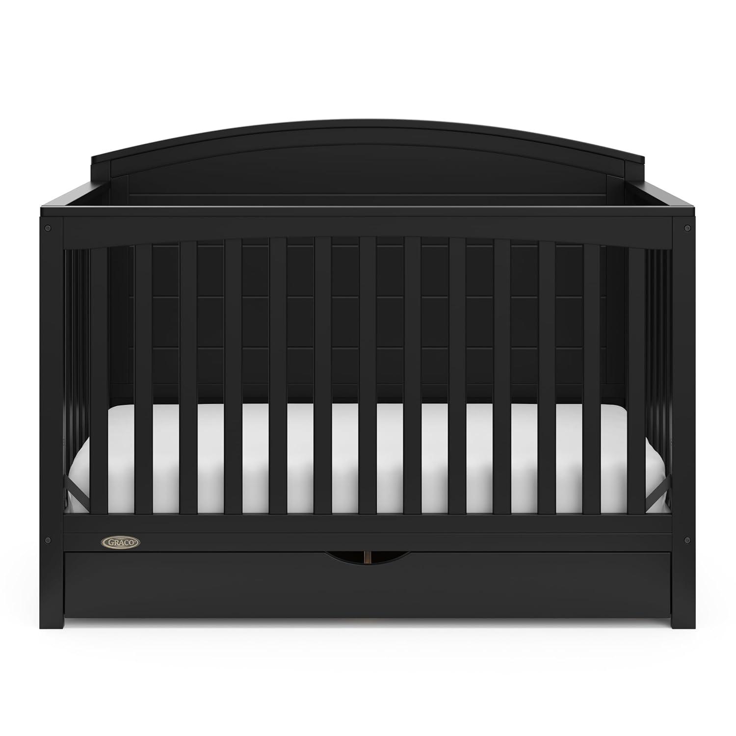 imageGraco Bellwood 5in1 Convertible Crib ampamp Changer with Drawer White GREENGUARD Gold Certified FullSize Storage Drawer Converts to Toddler Bed and FullSize BedBlack