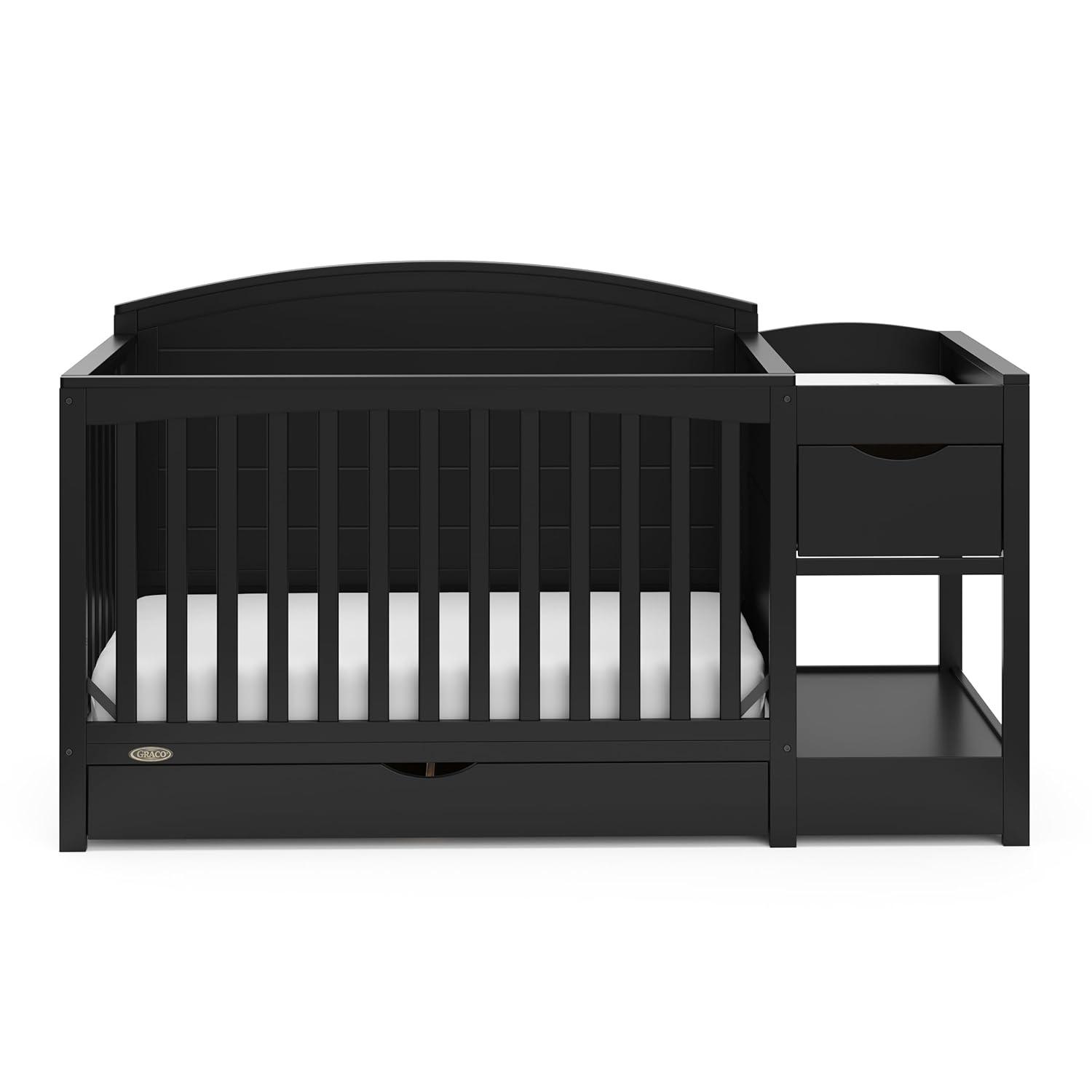 imageGraco Bellwood 5in1 Convertible Crib ampamp Changer with Drawer White GREENGUARD Gold Certified FullSize Storage Drawer Converts to Toddler Bed and FullSize BedBlack