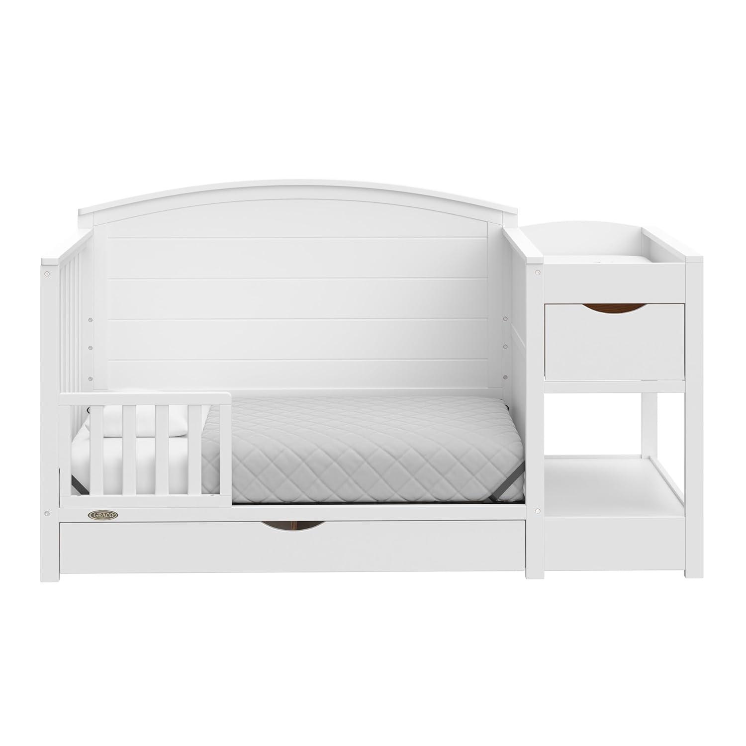 imageGraco Bellwood 5in1 Convertible Crib ampamp Changer with Drawer White GREENGUARD Gold Certified FullSize Storage Drawer Converts to Toddler Bed and FullSize BedWhite