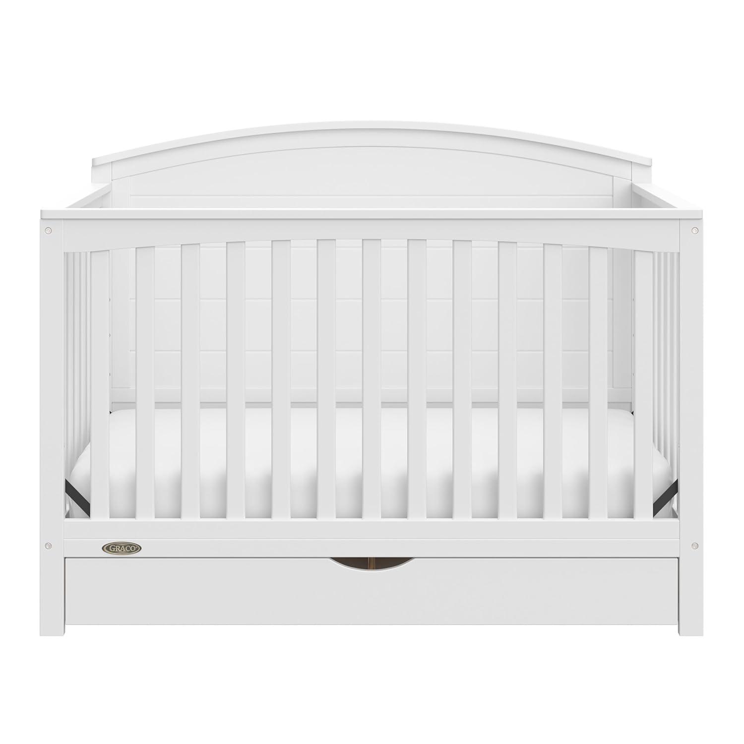 imageGraco Bellwood 5in1 Convertible Crib ampamp Changer with Drawer White GREENGUARD Gold Certified FullSize Storage Drawer Converts to Toddler Bed and FullSize BedWhite