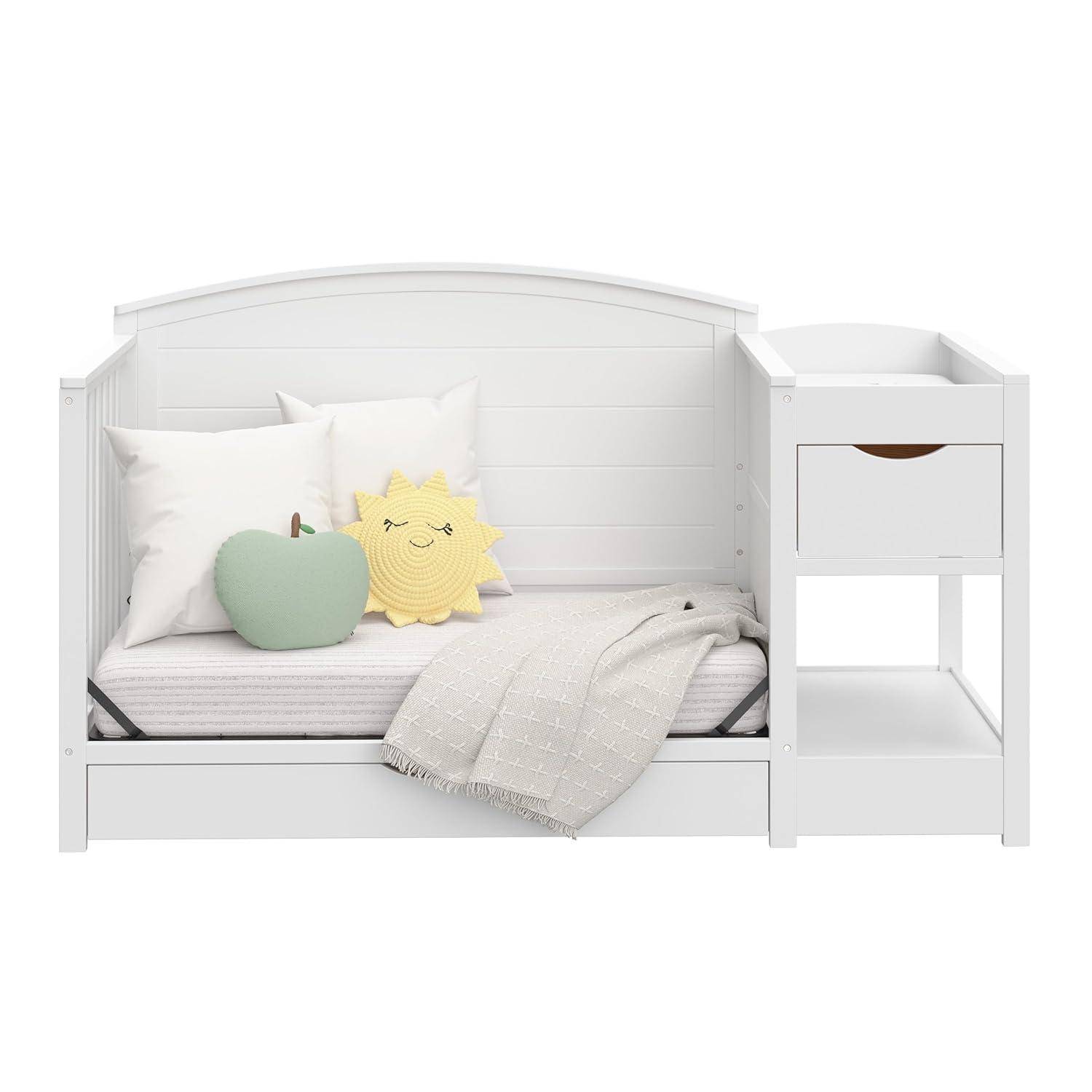 imageGraco Bellwood 5in1 Convertible Crib ampamp Changer with Drawer White GREENGUARD Gold Certified FullSize Storage Drawer Converts to Toddler Bed and FullSize BedWhite