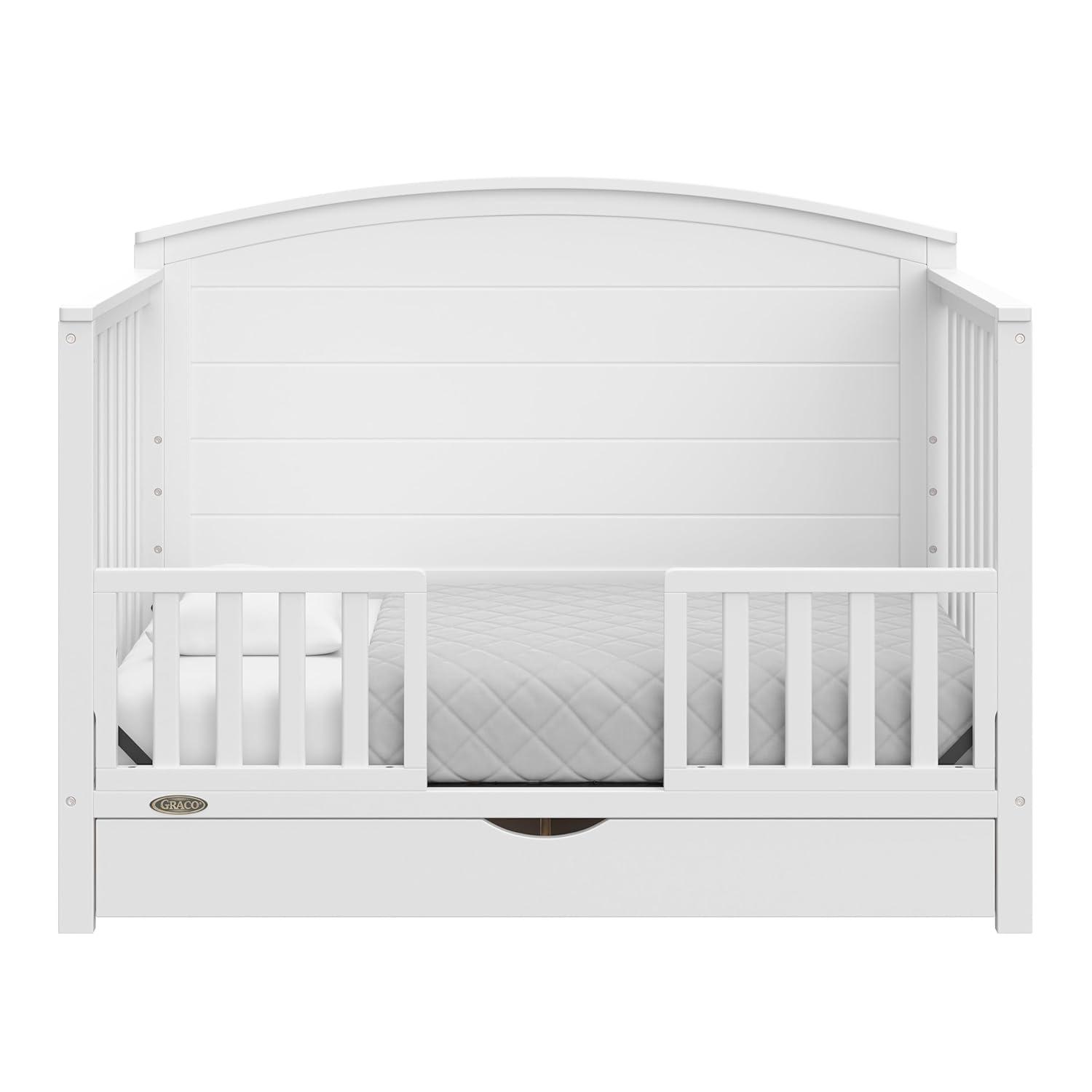 imageGraco Bellwood 5in1 Convertible Crib ampamp Changer with Drawer White GREENGUARD Gold Certified FullSize Storage Drawer Converts to Toddler Bed and FullSize BedWhite