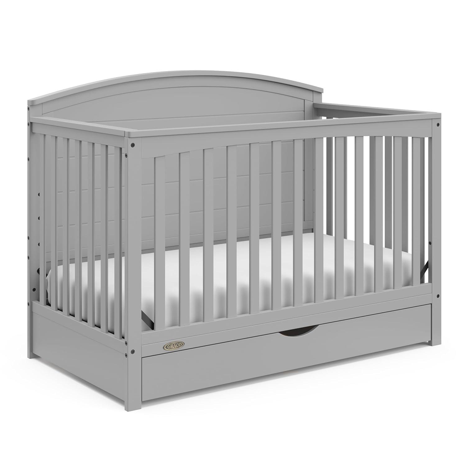 imageGraco Bellwood 5in1 Convertible Crib ampamp Changer with Drawer White GREENGUARD Gold Certified FullSize Storage Drawer Converts to Toddler Bed and FullSize BedPebble Gray