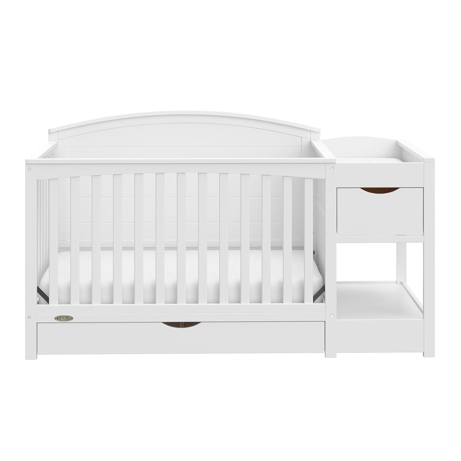 imageGraco Bellwood 5in1 Convertible Crib ampamp Changer with Drawer White GREENGUARD Gold Certified FullSize Storage Drawer Converts to Toddler Bed and FullSize BedWhite