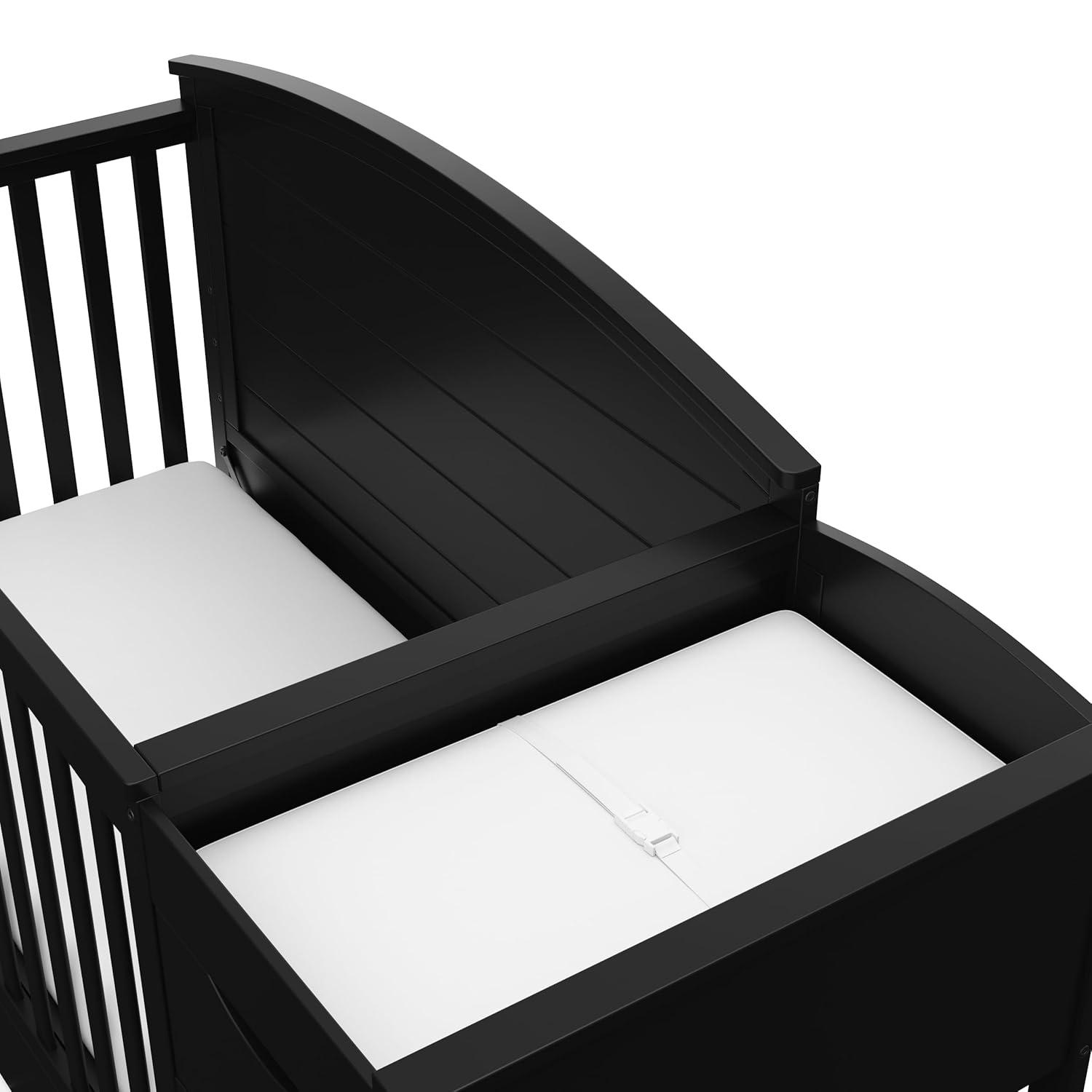 imageGraco Bellwood 5in1 Convertible Crib ampamp Changer with Drawer White GREENGUARD Gold Certified FullSize Storage Drawer Converts to Toddler Bed and FullSize BedBlack