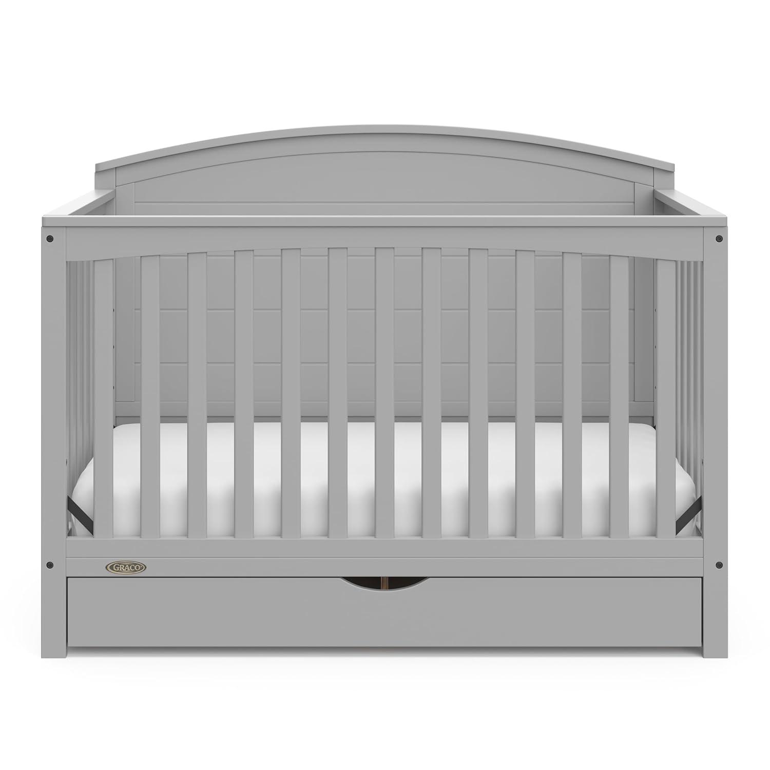 imageGraco Bellwood 5in1 Convertible Crib ampamp Changer with Drawer White GREENGUARD Gold Certified FullSize Storage Drawer Converts to Toddler Bed and FullSize BedPebble Gray