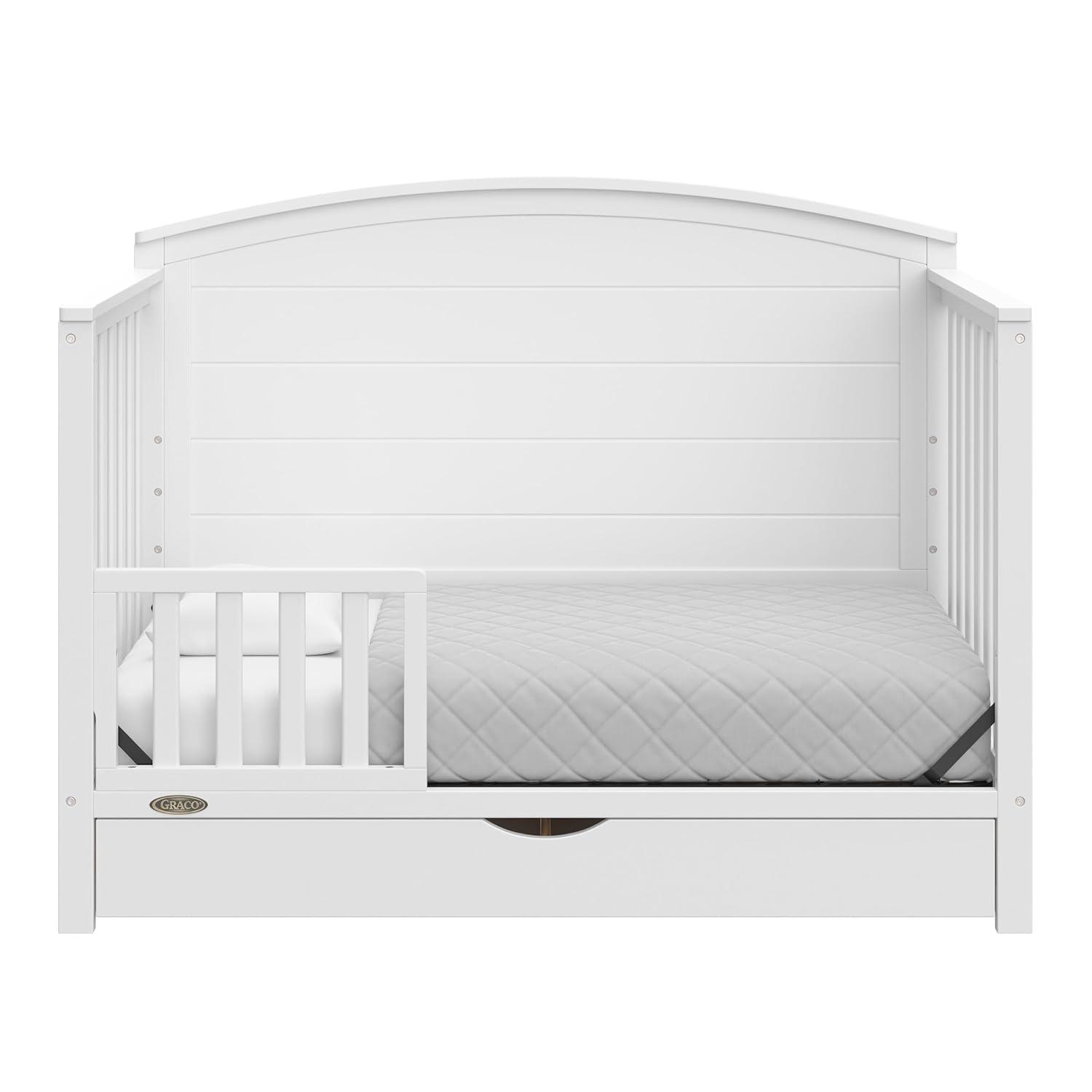 imageGraco Bellwood 5in1 Convertible Crib ampamp Changer with Drawer White GREENGUARD Gold Certified FullSize Storage Drawer Converts to Toddler Bed and FullSize BedWhite