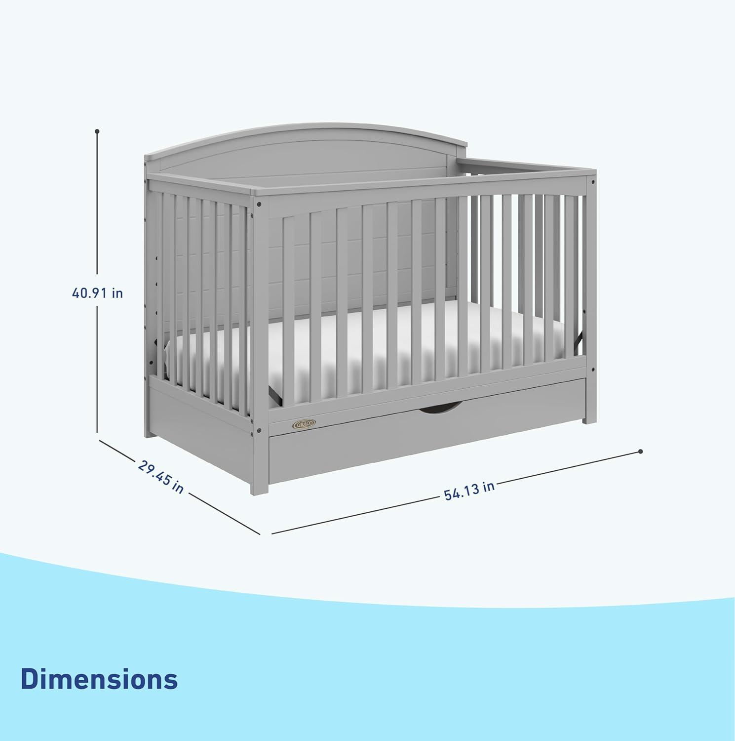 imageGraco Bellwood 5in1 Convertible Crib ampamp Changer with Drawer White GREENGUARD Gold Certified FullSize Storage Drawer Converts to Toddler Bed and FullSize BedPebble Gray