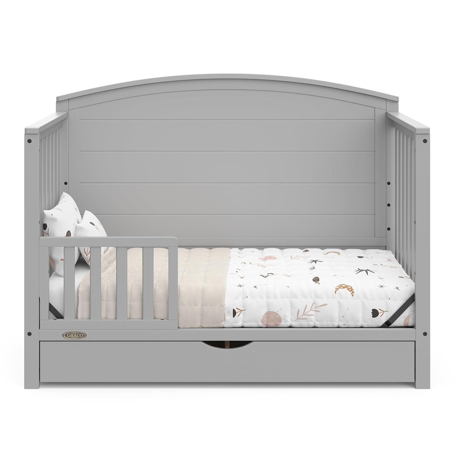 imageGraco Bellwood 5in1 Convertible Crib ampamp Changer with Drawer White GREENGUARD Gold Certified FullSize Storage Drawer Converts to Toddler Bed and FullSize BedPebble Gray