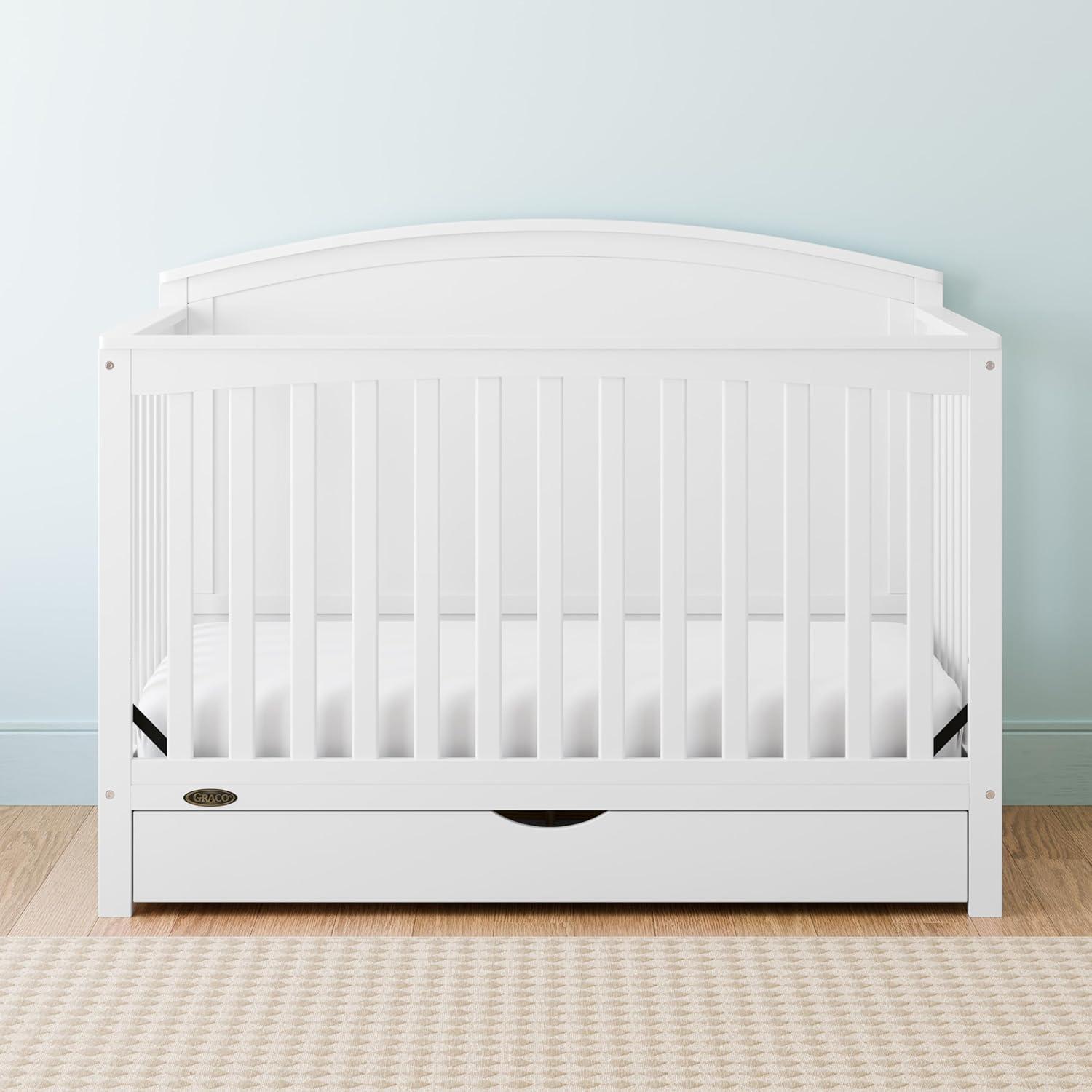 imageGraco Bellwood 5in1 Convertible Crib ampamp Changer with Drawer White GREENGUARD Gold Certified FullSize Storage Drawer Converts to Toddler Bed and FullSize BedWhite