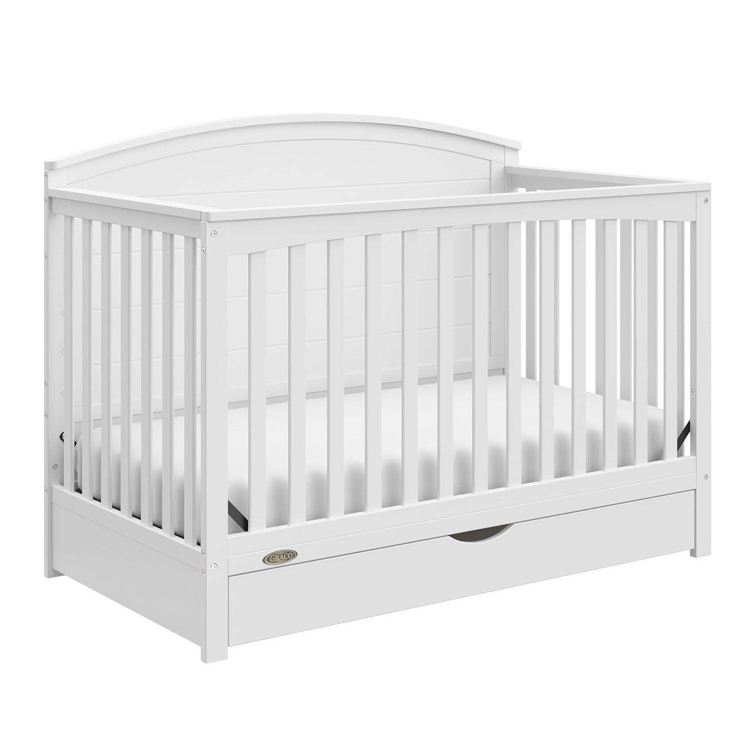 imageGraco Bellwood 5in1 Convertible Crib ampamp Changer with Drawer White GREENGUARD Gold Certified FullSize Storage Drawer Converts to Toddler Bed and FullSize BedWhite
