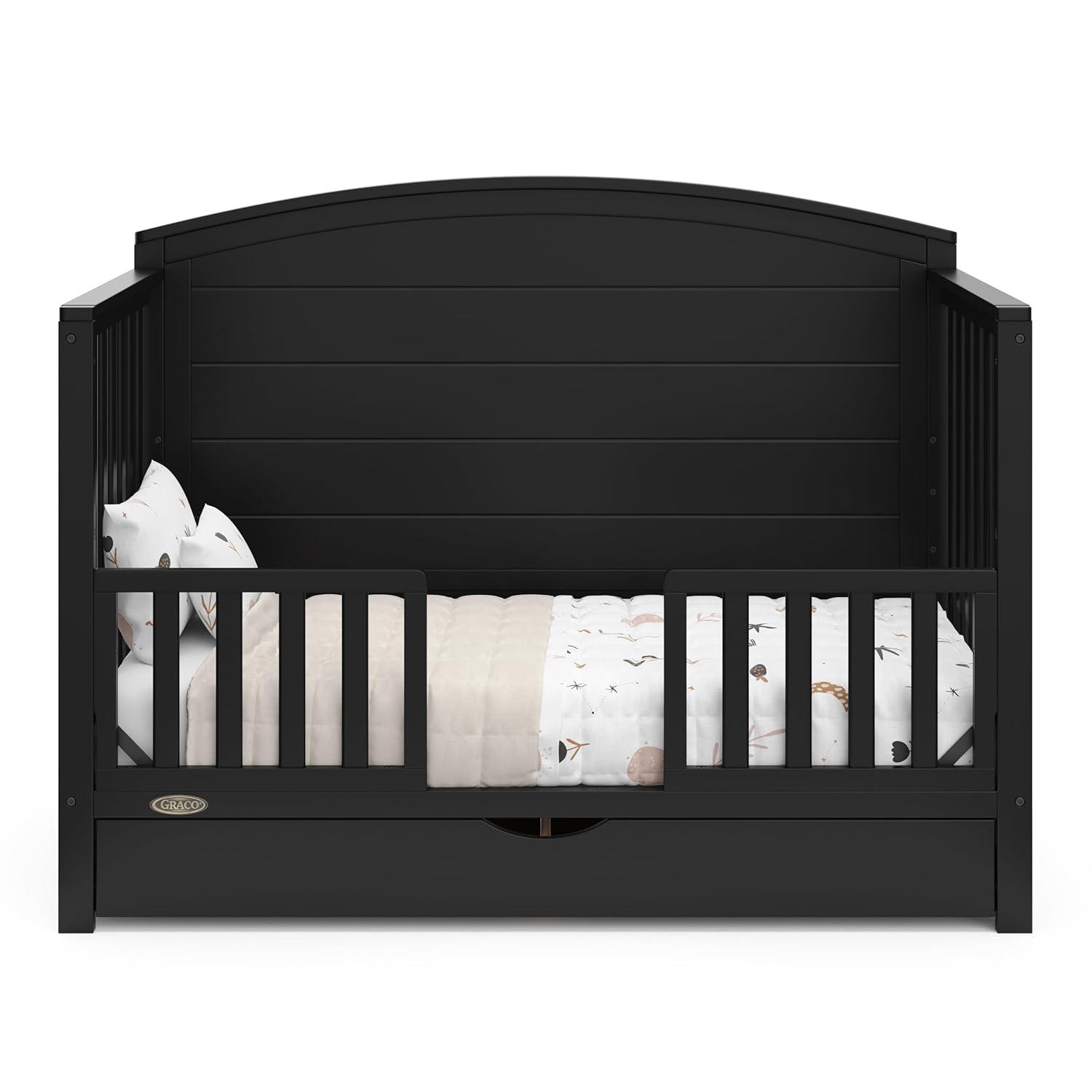 imageGraco Bellwood 5in1 Convertible Crib ampamp Changer with Drawer White GREENGUARD Gold Certified FullSize Storage Drawer Converts to Toddler Bed and FullSize BedBlack