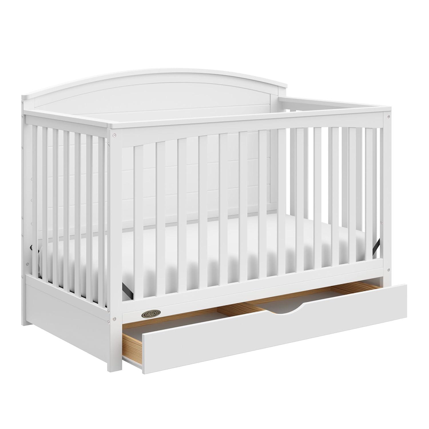 imageGraco Bellwood 5in1 Convertible Crib ampamp Changer with Drawer White GREENGUARD Gold Certified FullSize Storage Drawer Converts to Toddler Bed and FullSize BedWhite