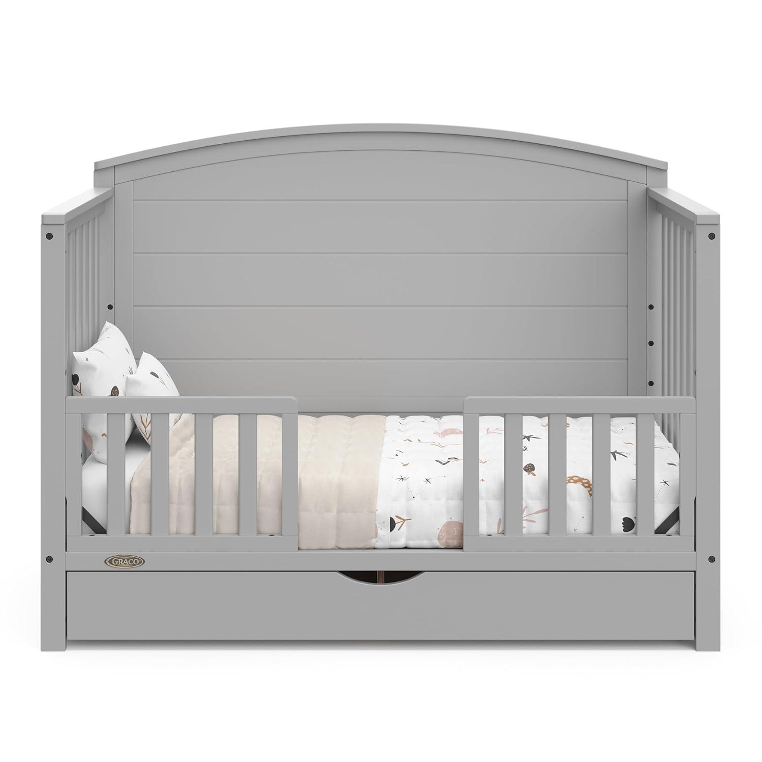 imageGraco Bellwood 5in1 Convertible Crib ampamp Changer with Drawer White GREENGUARD Gold Certified FullSize Storage Drawer Converts to Toddler Bed and FullSize BedPebble Gray
