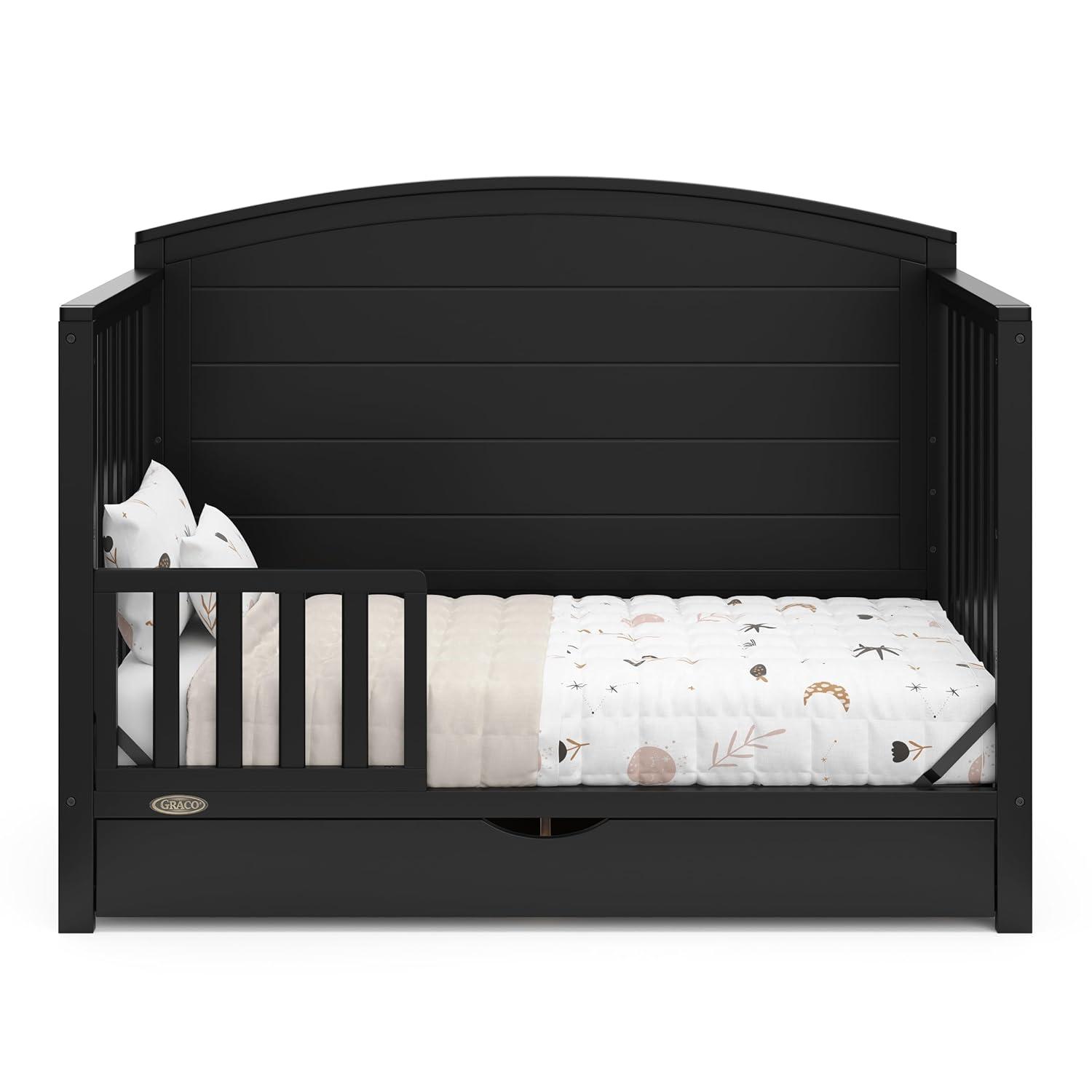 imageGraco Bellwood 5in1 Convertible Crib ampamp Changer with Drawer White GREENGUARD Gold Certified FullSize Storage Drawer Converts to Toddler Bed and FullSize BedBlack